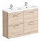 Brooklyn 1205mm Natural Oak Double Basin 4 Drawer Vanity Unit Large Image