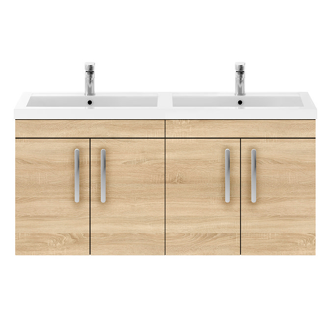 Brooklyn 1205mm Natural Oak Wall Hung 4 Door Double Basin Vanity Unit