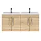 Brooklyn 1205mm Natural Oak Wall Hung 4 Door Double Basin Vanity Unit