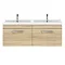 Brooklyn 1205mm Natural Oak Wall Hung 2 Drawer Double Basin Vanity Unit  In Bathroom Large Image
