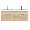 Brooklyn 1205mm Natural Oak Wall Hung 2 Drawer Double Basin Vanity Unit In Bathroom Large Image