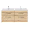 Brooklyn 1205mm Natural Oak Wall Hung Double Basin Vanity Unit Standard Large Image