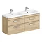 Brooklyn 1205mm Natural Oak Wall Hung Double Basin Vanity Unit Large Image