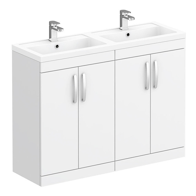 Brooklyn 1205mm White Double Basin Vanity Unit Large Image