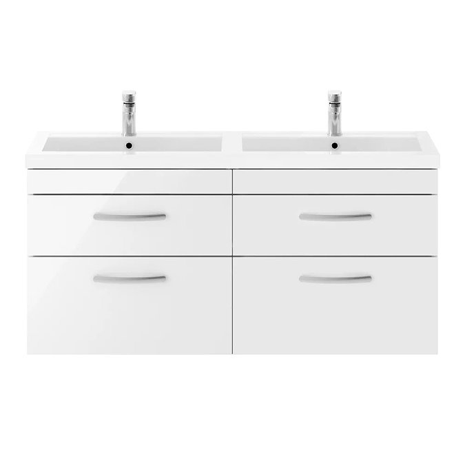 Brooklyn 1205mm White Wall Hung Double Basin Vanity Unit  Profile Large Image