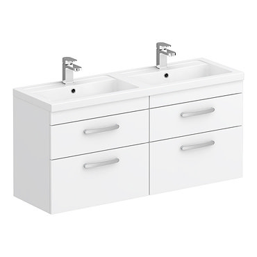 Brooklyn 1205mm White Wall Hung Double Basin Vanity Unit  Profile Large Image