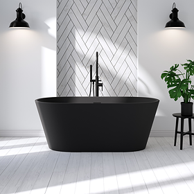 Brooklyn 1500 x 750 Matt Black Bath with Waste - Double Ended