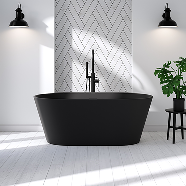 Brooklyn 1500 x 750 Matt Black Double Ended Bath with Waste