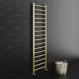 Arezzo 1600 x 500mm Brushed Brass Straight Heated Towel Rail Large Image