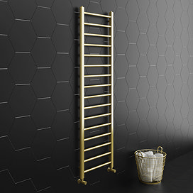 Arezzo 1600 x 500mm Brushed Brass Straight Heated Towel Rail Large Image