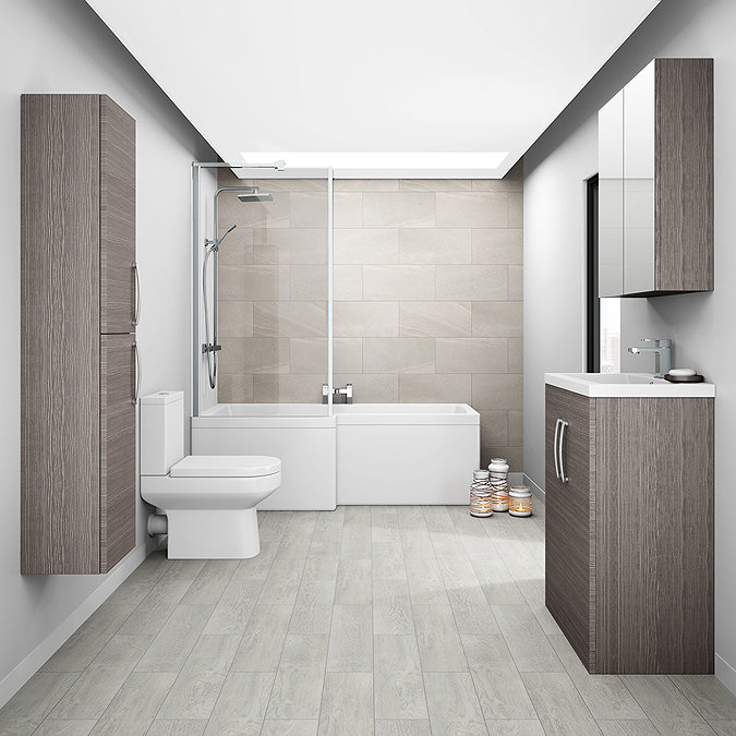 Brooklyn Bathroom Mirror Cabinet - 2 Door - Grey Avola - 600mm Profile Large Image