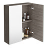 Brooklyn 600mm Grey Avola Bathroom Mirror Cabinet - 2 Door  Standard Large Image
