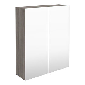 Brooklyn 600mm Grey Avola Bathroom Mirror Cabinet - 2 Door Large Image