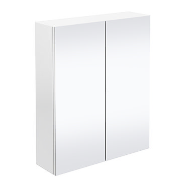 Brooklyn Bathroom Mirror Cabinet - 2 Door - White Gloss - 600mm Profile Large Image