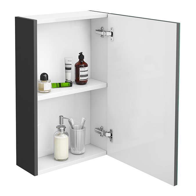 Brooklyn 450mm Gloss Grey Bathroom Mirror Unit  Feature Large Image