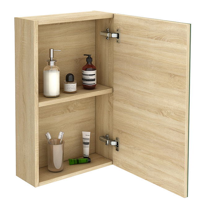 Brooklyn 450mm Natural Oak Bathroom Mirror Unit  Standard Large Image