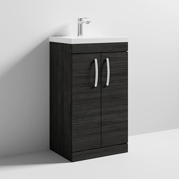 Brooklyn 500 Black Floor Standing Vanity Unit with Thin-Edge Basin