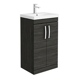 Brooklyn 500 Black Floor Standing Vanity Unit with Thin-Edge Basin Large Image