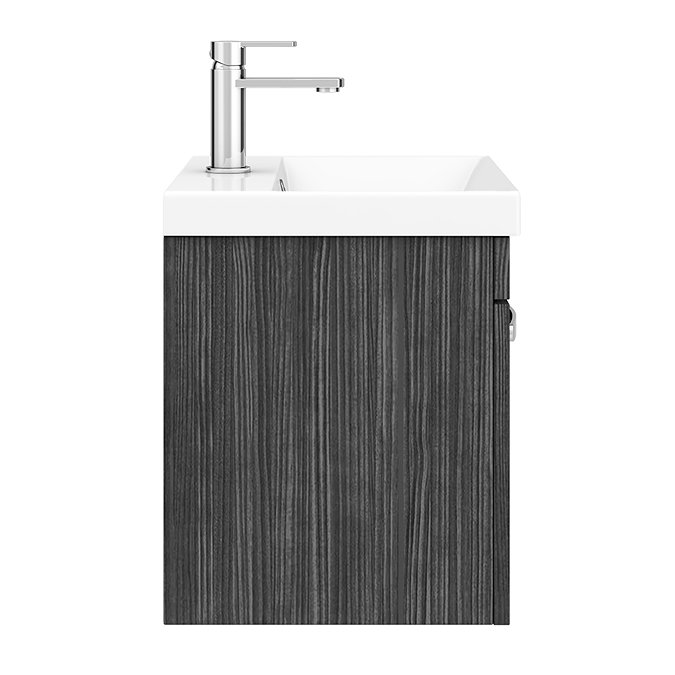 Brooklyn 500 Black Wall Hung 1-Drawer Vanity Unit with Thin-Edge Basin  In Bathroom Large Image