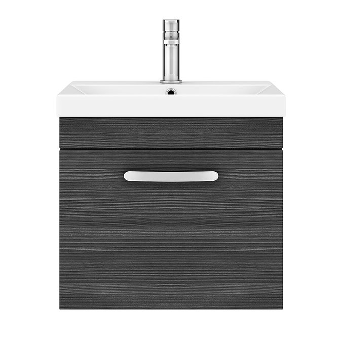 Brooklyn 500 Black Wall Hung 1-Drawer Vanity Unit with Thin-Edge Basin additional Large Image