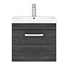 Brooklyn 500 Black Wall Hung 1-Drawer Vanity Unit with Thin-Edge Basin  additional Large Image