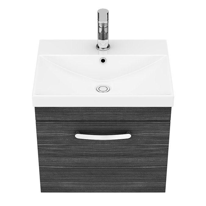 Brooklyn 500 Black Wall Hung 1-Drawer Vanity Unit with Thin-Edge Basin  Newest Large Image