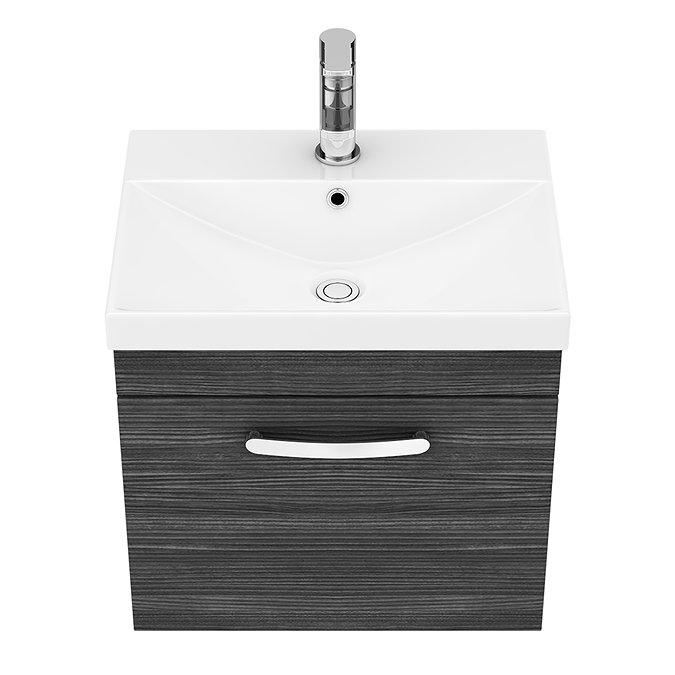 Brooklyn 500 Black Wall Hung 1-Drawer Vanity Unit with Thin-Edge Basin Newest Large Image