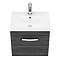 Brooklyn 500 Black Wall Hung 1-Drawer Vanity Unit with Thin-Edge Basin  Newest Large Image