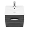 Brooklyn 500 Black Wall Hung 1-Drawer Vanity Unit with Thin-Edge Basin Newest Large Image