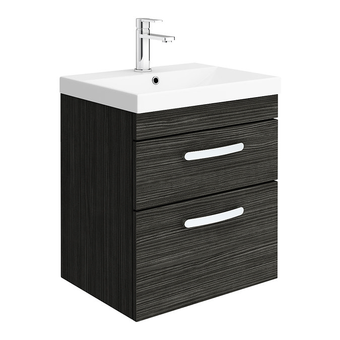 Brooklyn 500 Black Wall Hung 2 Drawer Vanity Unit with Thin-Edge Basin Large Image