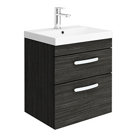 Brooklyn 500 Black Wall Hung 2 Drawer Vanity Unit with Thin-Edge Basin Large Image