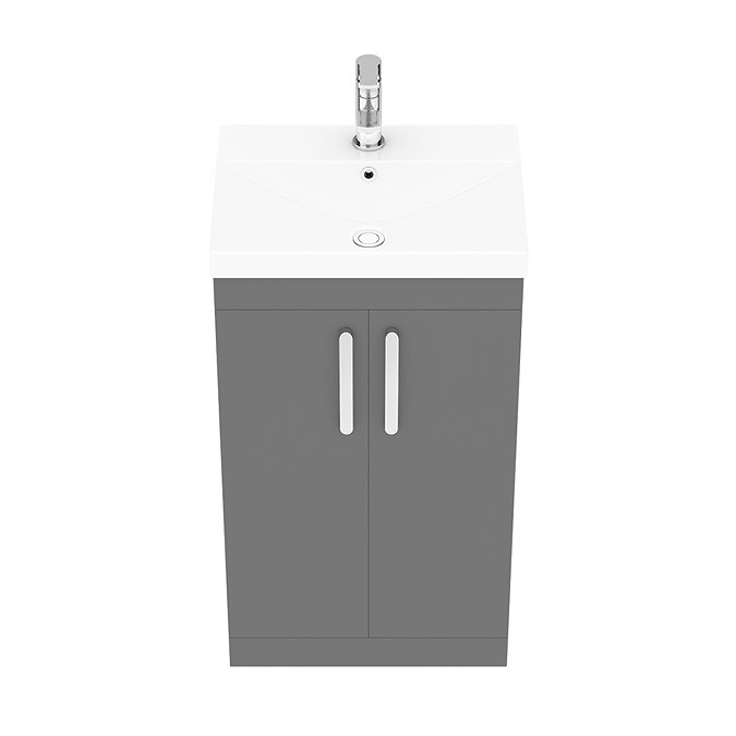 Brooklyn 500 Gloss Grey Floor Standing Vanity Unit with Thin-Edge Basin  additional Large Image