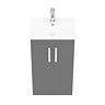 Brooklyn 500 Gloss Grey Floor Standing Vanity Unit with Thin-Edge Basin  additional Large Image