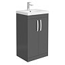 Brooklyn 500 Gloss Grey Floor Standing Vanity Unit with Thin-Edge Basin Large Image