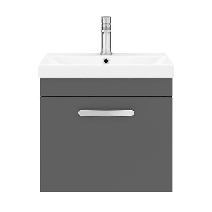 Brooklyn 500 Gloss Grey Wall Hung 1-Drawer Vanity Unit with Thin-Edge Basin  In Bathroom Large Image