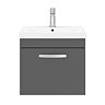 Brooklyn 500 Gloss Grey Wall Hung 1-Drawer Vanity Unit with Thin-Edge Basin  In Bathroom Large Image