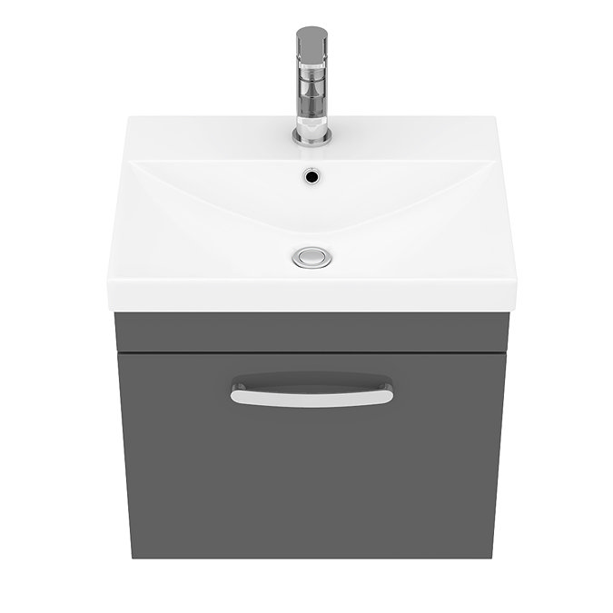 Brooklyn 500 Gloss Grey Wall Hung 1-Drawer Vanity Unit with Thin-Edge Basin  additional Large Image