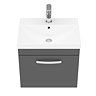 Brooklyn 500 Gloss Grey Wall Hung 1-Drawer Vanity Unit with Thin-Edge Basin  additional Large Image
