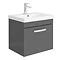 Brooklyn 500 Gloss Grey Wall Hung 1-Drawer Vanity Unit with Thin-Edge Basin Large Image