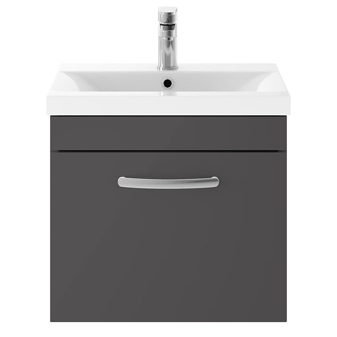 Brooklyn 500 Gloss Grey Wall Hung 1-Drawer Vanity Unit  Feature Large Image