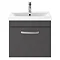 Brooklyn 500 Gloss Grey Wall Hung 1-Drawer Vanity Unit  Feature Large Image