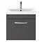 Brooklyn 500 Gloss Grey Wall Hung 1-Drawer Vanity Unit Feature Large Image