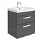 Brooklyn 500 Gloss Grey Wall Hung 2 Drawer Vanity Unit with Thin-Edge Basin Large Image