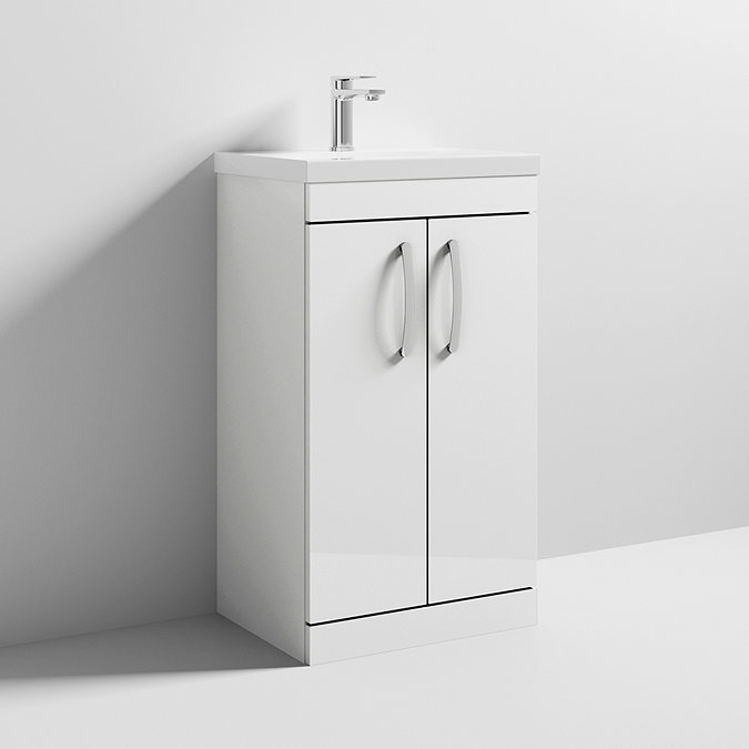 Brooklyn 500 Gloss White Floor Standing Vanity Unit with Thin-Edge Basin  Standard Large Image