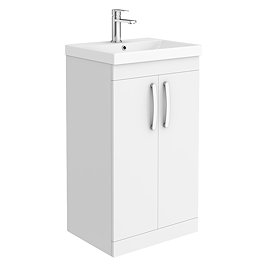 Brooklyn 500 Gloss White Floor Standing Vanity Unit with Thin-Edge Basin Large Image