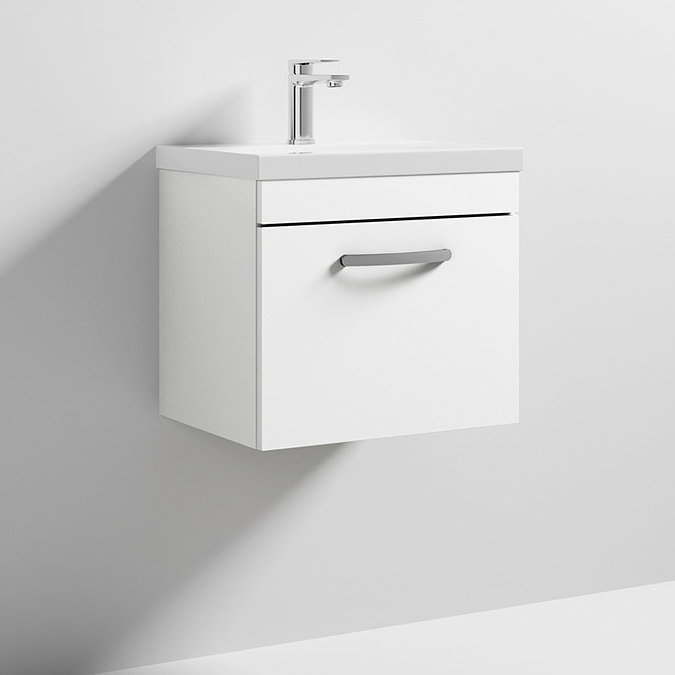 Brooklyn 500 Gloss White Wall Hung 1-Drawer Vanity Unit with Thin-Edge Basin  Feature Large Image