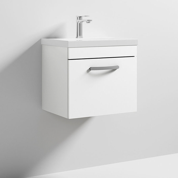Brooklyn 500 Gloss White Wall Hung 1-Drawer Vanity Unit with Thin-Edge Basin Feature Large Image