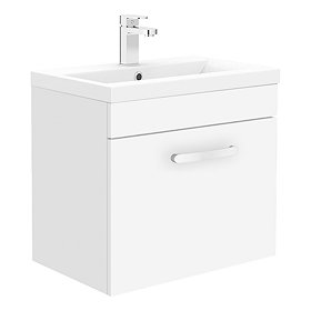 Brooklyn 500 Gloss White Wall Hung 1-Drawer Vanity Unit Large Image