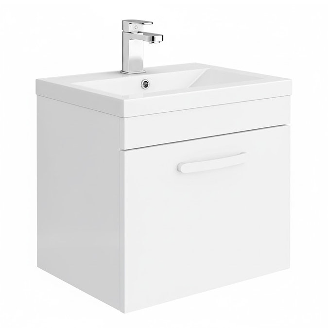 Brooklyn 500mm Gloss White Wall Hung Vanity Unit – Single Drawer