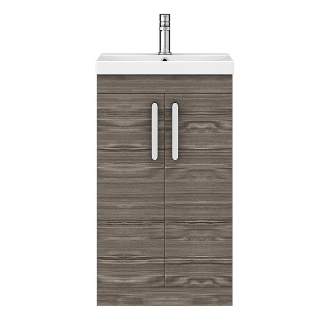 Brooklyn 500 Grey Avola Floor Standing Vanity Unit with Thin-Edge Basin  In Bathroom Large Image